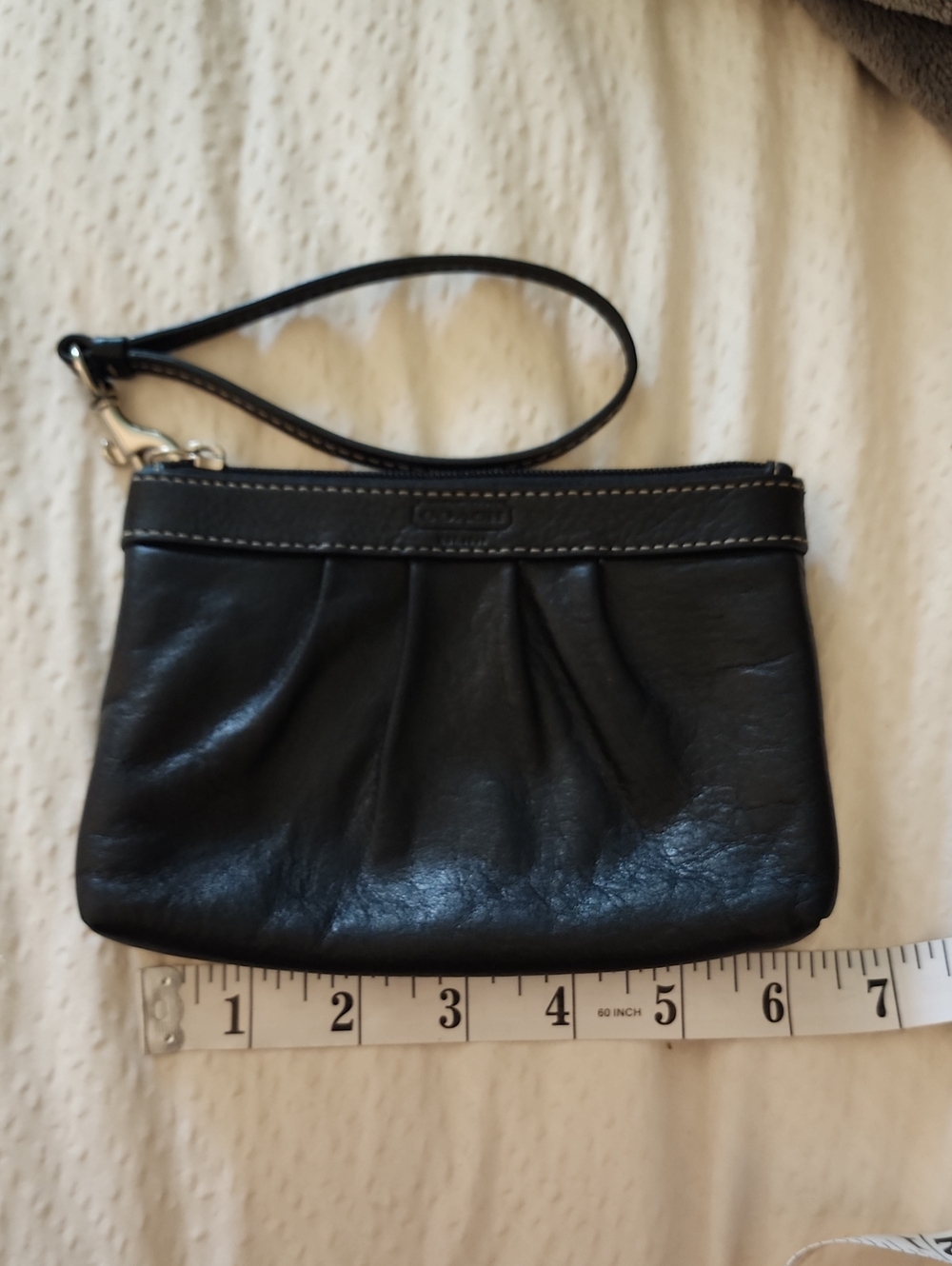 Coach Black Leather Pleated Wristlet Clutch Vintage